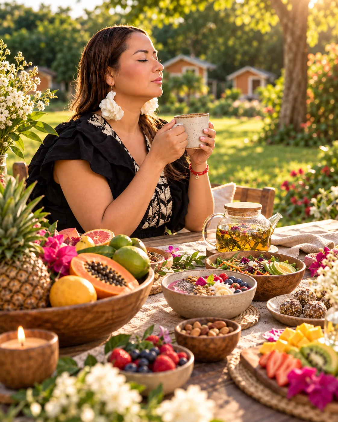Imagen editorial de alimentación y una pausa consciente